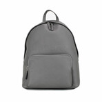 Abbeydale Branded Pebbled Leather Backpack Bookbag // Charcoal Gray