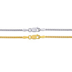 1.6mm Round Box Link Bracelet Set in 10k Yellow & White Gold // 9 in