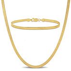 3.5mm Flex Herringbone Chain Necklace and Bracelet Set in 10k Yellow Gold // 24 in & 9 in