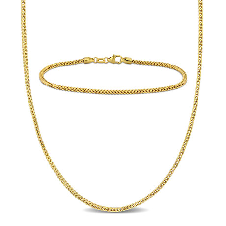 1.85mm Franco Link Necklace and Bracelet Set in 10k Yellow Gold // 20 in & 9 in