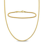 1.85mm Franco Link Necklace and Bracelet Set in 10k Yellow Gold // 20 in & 9 in