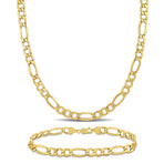 7mm Figaro Chain Necklace and Bracelet Set in 10k Yellow Gold // 24 in & 9 in