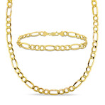 7mm Figaro Chain Necklace and Bracelet Set 10k Yellow Gold // 20 in & 9 in