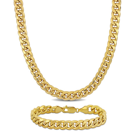 9.25mm Miami Cuban Link Chain Necklace and Bracelet set in 10k Yellow Gold // 22 in & 9 in