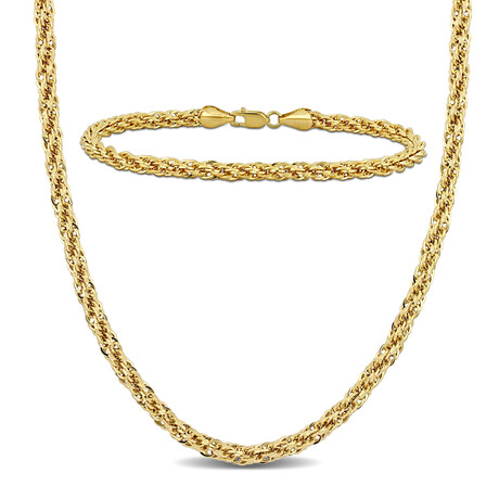 4mm Infinity Rope Chain Necklace and Bracelet Set in 14k Yellow Gold // 22 in & 9 in