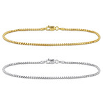 1.6mm Round Box Link Bracelet Set in 10k Yellow & White Gold // 9 in