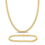 4.1mm Curb Chain Necklace and Bracelet Set 14k Yellow Gold // 20 in & 9 in