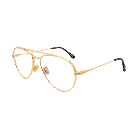 Tom Ford // Men's // FT5800-B/O Aviator Optical Glasses // Gold + Clear Demo Lenses