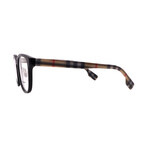 Burberry // Men's // BE2344 3952 Square Optical Glasses // Black Burberry Print + Clear Demo Lenses