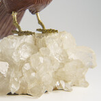 Genuine Polished Hand Carved Bird on a Quartz Crystal Cluster Matrix // 1.4lbs