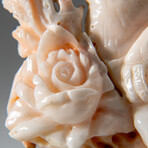 Genuine Angel Skin Coral Hand Carving Rose and Immortals // 159.2g