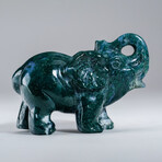 Genuine Polished Green Moss Elephant Carving // 358.3 g