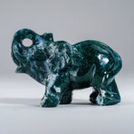 Genuine Polished Green Moss Elephant Carving // 358.3 g