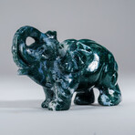 Genuine Polished Green Moss Elephant Carving // 358.3 g