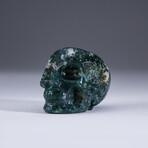 Genuine Polished Green Moss Agate Skull Carving // 127.3 g