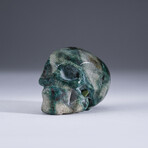 Genuine Polished Green Moss Agate Skull Carving // 114.3 g