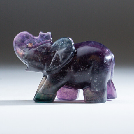 Genuine Purple Rainbow Fluorite Elephant Carving // 193.9 g