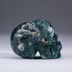 Genuine Polished Green Moss Agate Skull Carving // 127.3 g