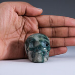 Genuine Polished Green Moss Agate Skull Carving // 114.3 g