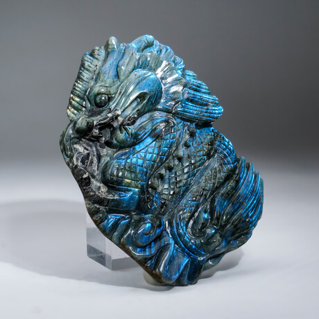 Genuine Polished Labradorite Hand Carved Dragon // 1.9 lbs