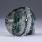 Genuine Polished Green Moss Agate Skull Carving // 114.3 g