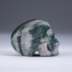 Genuine Polished Green Moss Agate Skull Carving // 114.3 g