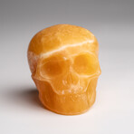 Genuine Polished Orange Calcite Skull Carving // 127.4 g