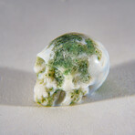 Genuine Polished Green Moss Agate Skull Carving // 21 g