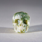 Genuine Polished Green Moss Agate Skull Carving // 21 g