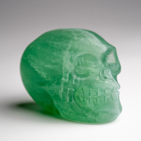 Genuine Polished Green Flourite Skull Carving // 168.6 g