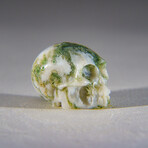 Genuine Polished Green Moss Agate Skull Carving // 21 g