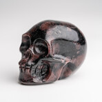 Genuine Polished Garnet and Biotite Skull Carving // 141.1 g