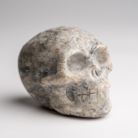 Genuine Polished Alabaster Skull Carving // 123.8 g