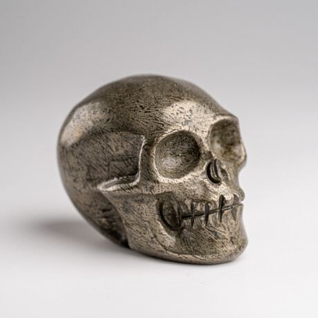 Genuine Polished Pyrite Skull Carving // 208.8 g