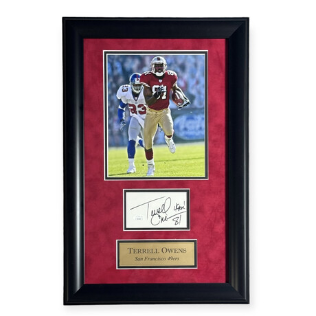 Terrell Owens // San Fransisco 49ers // Autographed Cut + Framed + Inscription