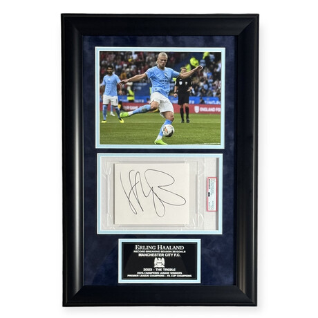 Erling Haaland // Manchester City F.C. // Autographed PSA Slabbed Cut + Framed