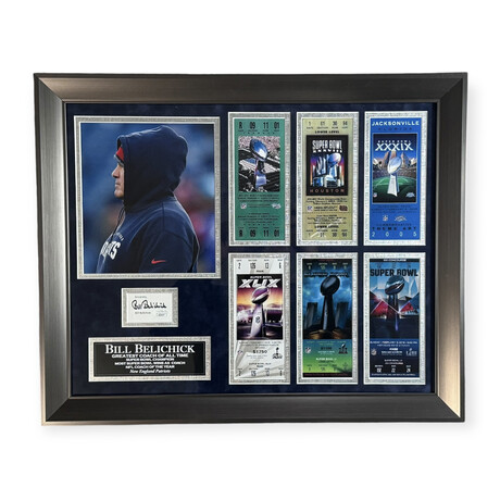 Bill Belichick // New England Patriots // Autographed Cut + Framed