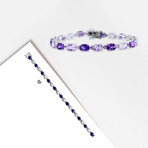 14 1/2ct TGW Amethyst-Africa & Rose de France Link Bracelet // Sterling Silver // 7.25 in