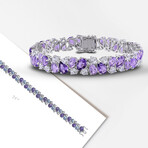 27 1/6ct TGW Amethyst Rose de France & Created White Sapphire Vintage Bracelet // Sterling Silver // 7.25 in