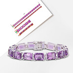 45ct TGW Emerald-Cut Amethyst Tennis Bracelet // Sterling Silver // 7.25 in