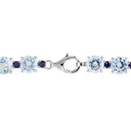 29 1/2ct TGW Sky Blue Topaz & Sapphire Bracelet // Sterling Silver // 7.75 in