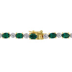 7 3/4ct TGW Created Emerald & Diamond Accent Tennis Bracelet // Yellow Plated Sterling Silver // 7.25 in