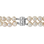 6.5-7mm Cultured Freshwater Pearl Double-Row Bracelet with Sterling Silver Clasp // 7.5 in