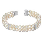 6.5-7mm Cultured Freshwater Pearl Double-Row Bracelet with Sterling Silver Clasp // 7.5 in