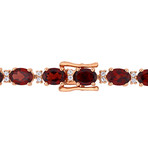 19 5/8ct TGW Garnet & White Sapphire Tennis Bracelet // Rose Plated Sterling Silver // 7.25 in