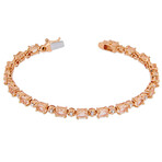 9ct TGW Simulated Morganite & Diamond Accent Tennis Bracelet // Rose Plated Sterling Silver // 7.25 in