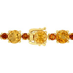 30 1/10ct TGW Citrine & Madeira Citrine Tennis Bracelet // Yellow Plated Sterling Silver // 7.25 in