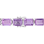 45ct TGW Emerald-Cut Amethyst Tennis Bracelet // Sterling Silver // 7.25 in