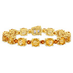 30 1/10ct TGW Citrine & Madeira Citrine Tennis Bracelet // Yellow Plated Sterling Silver // 7.25 in