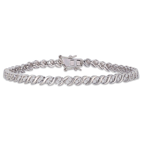 1ct TW Diamond S Link Tennis Bracelet // 7.25 in (Sterling Silver)